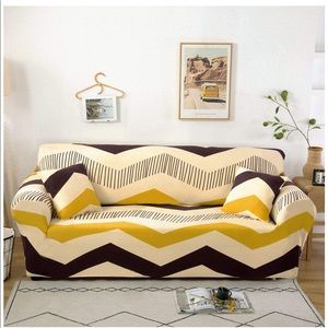 Yellow. Brown. Cream 3 Seat Couch Cover. Brand
